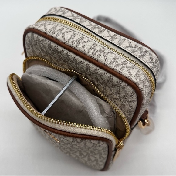 Michael Kors Medium NS Chain Xbody Bag Vanilla/Brown - Picture 7 of 13